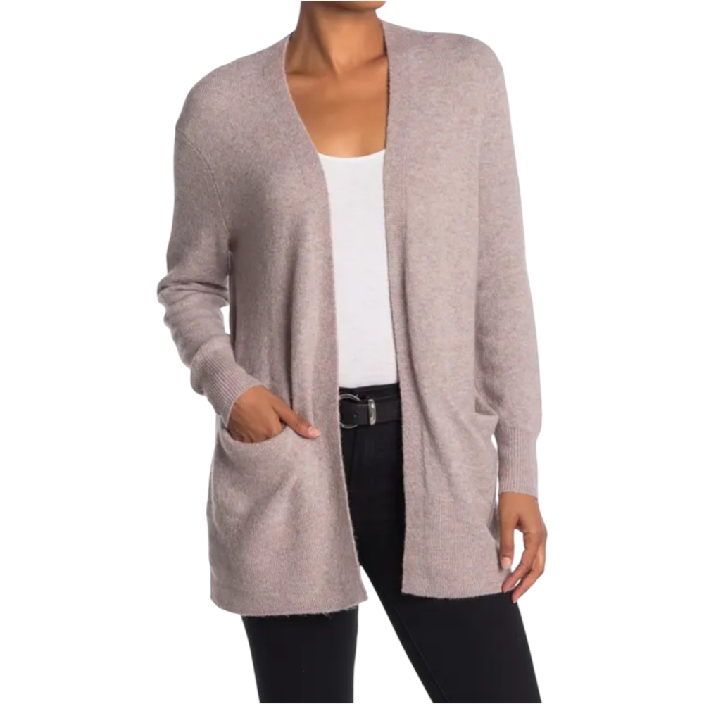 Madewell pink wool alpaca blend long open sweater with pockets size small